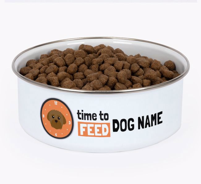 Time To Feed: Personalised {breedFullName} Enamel Dog Bowl